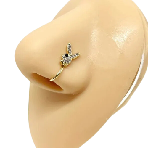 Nose Clip Clip On Non Piercing Nose Ring CZ Paved Licensed Playboy Bunny