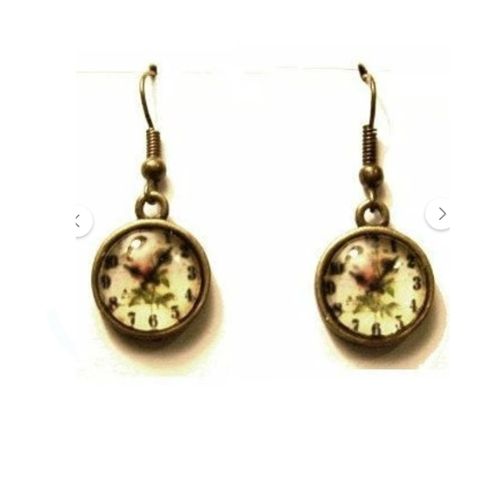 Old Fashioned Clocks Cabochon Earrings