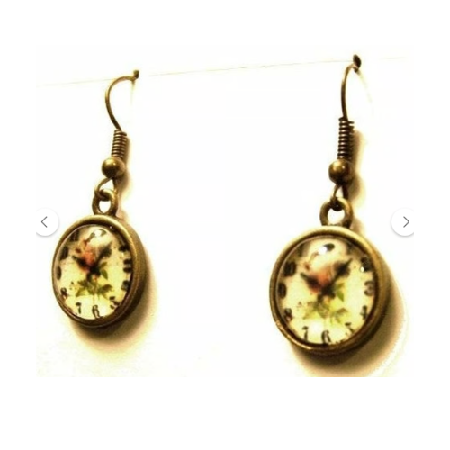 Old Fashioned Clocks Cabochon Earrings