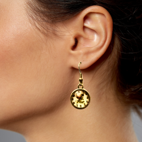 Old Fashioned Clocks Cabochon Earrings
