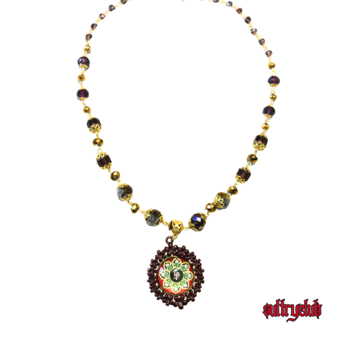 Ohm Mani Padme Hum Crystal Necklace