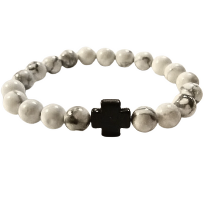 Onyx Cross White Turquoise Bracelet