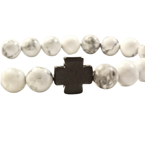 Onyx Cross White Turquoise Bracelet