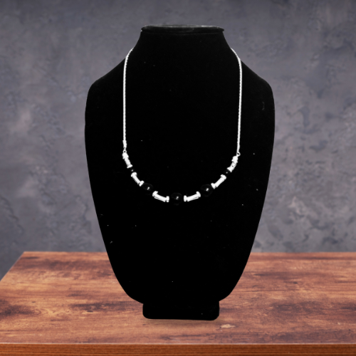 Onyx Meets Silver Gemstone Necklace