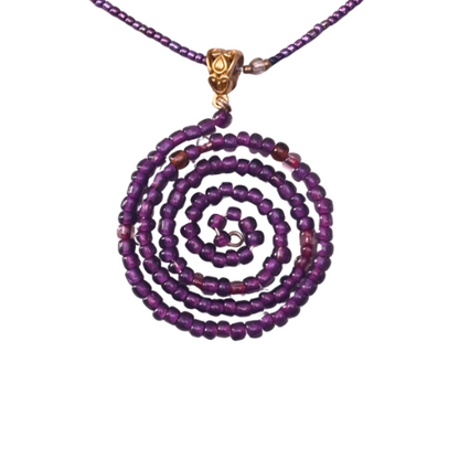 Purple Beaded Spiral Necklace