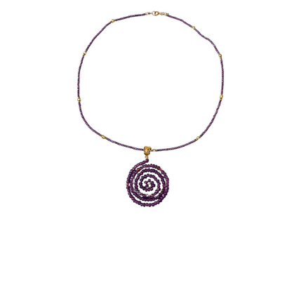 Purple Beaded Spiral Necklace