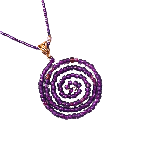 Purple Beaded Spiral Necklace