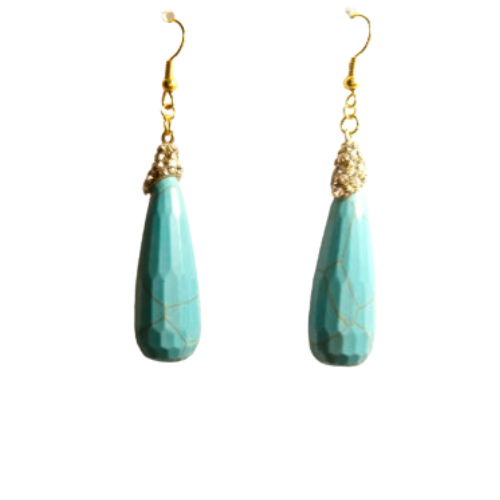 CRYSTAL PAVE TURQUOISE GEM EARRINGS