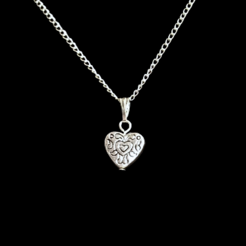 Petite Embellished Silver Heart Necklace