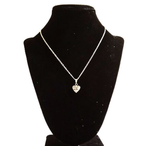 Petite Embellished Silver Heart Necklace