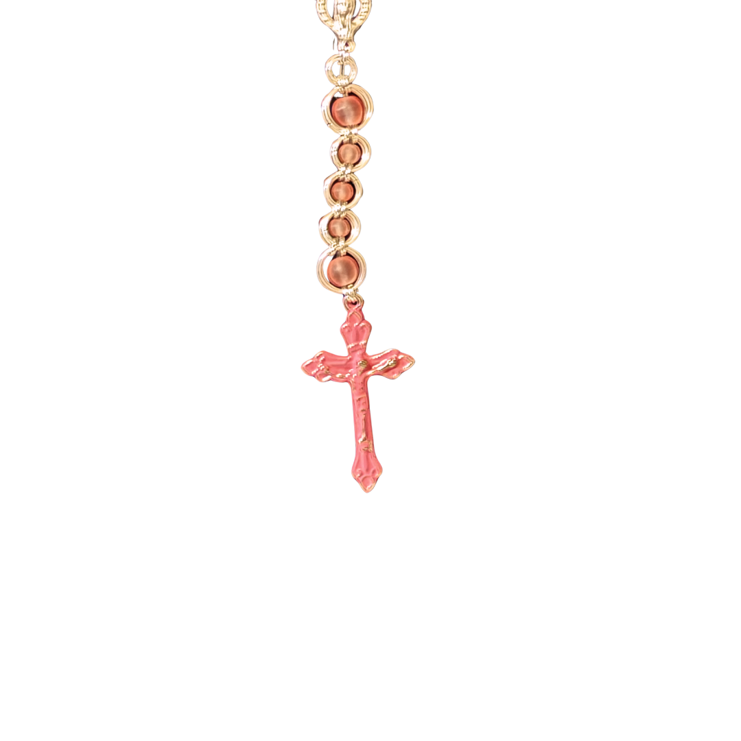 Pink Frosted Glass Beaded Chainmail Rosary