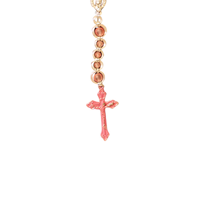 Pink Frosted Glass Beaded Chainmail Rosary