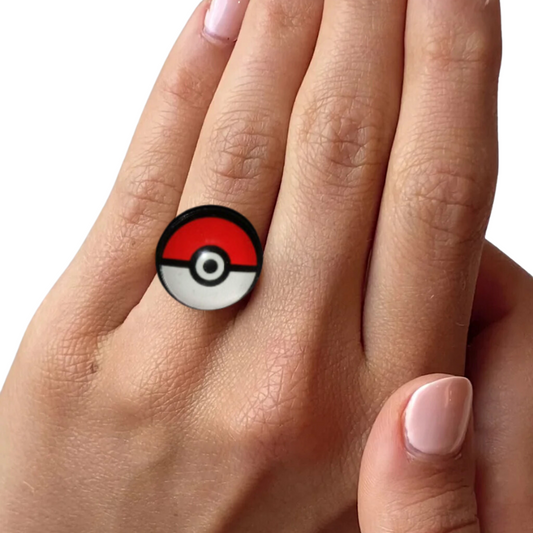 Pokemon Pokeball Comicon Adjustable Steel Ring