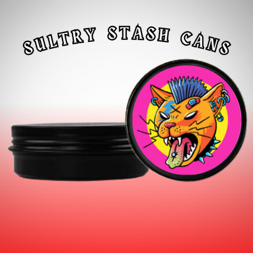 ROCKABILLY CAT Stash Tin - Round Storage Container