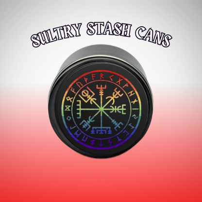 VIKING RUNES GAY PRIDE RAINBOW Stash Tin - Round Storage Container