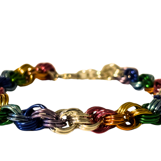 Rainbow Pride Woven Byzantine Bracelet