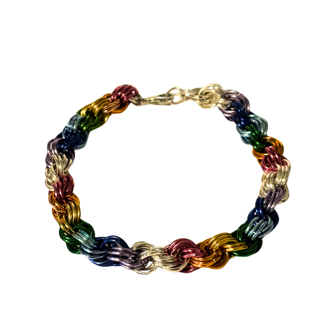 Rainbow Pride Woven Byzantine Bracelet