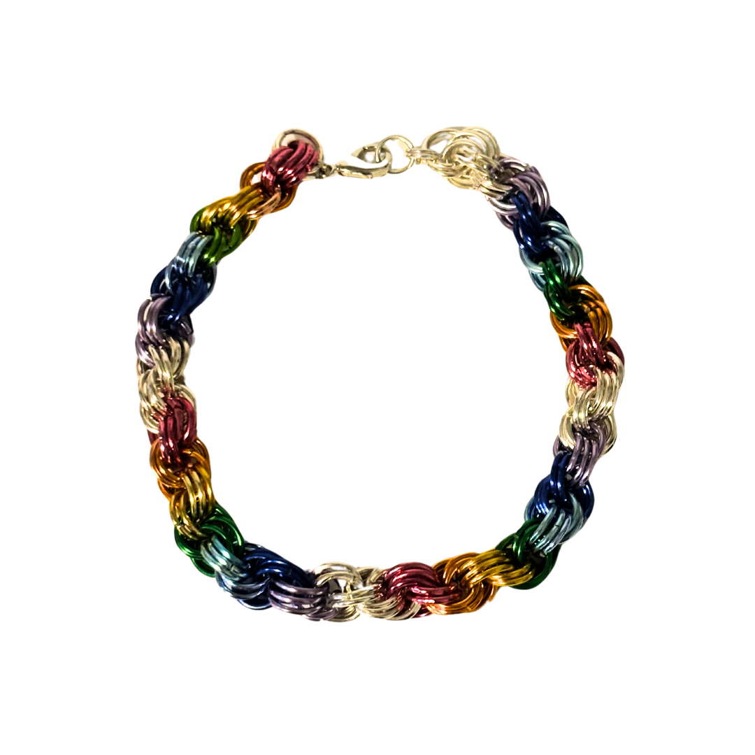 Rainbow Pride Woven Byzantine Bracelet