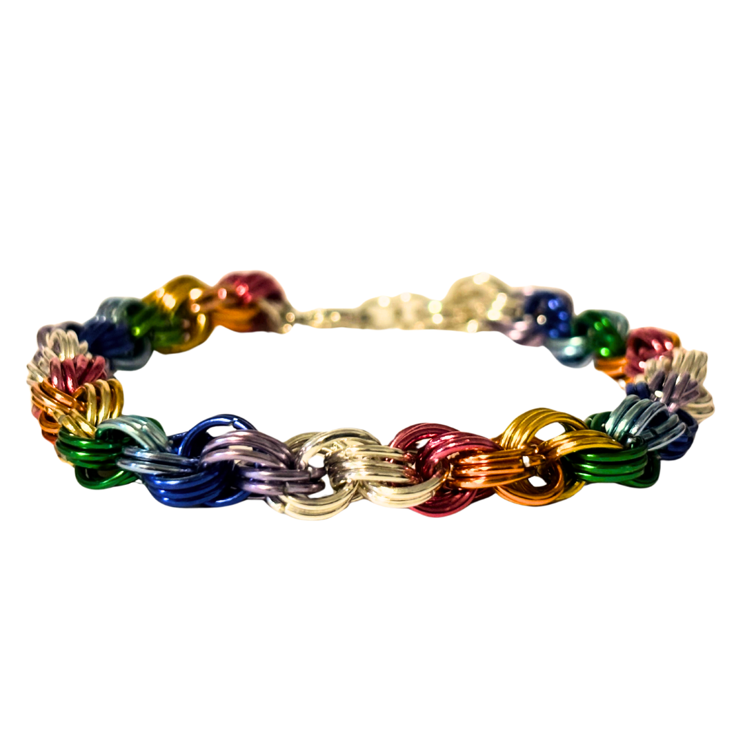 Rainbow Pride Woven Byzantine Bracelet