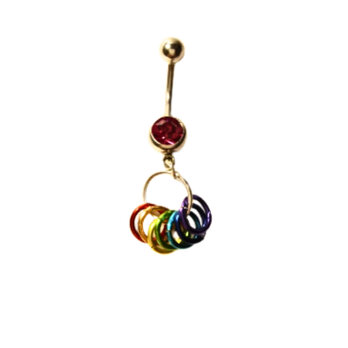 Rainbow Rings 14g Steel Belly Ring