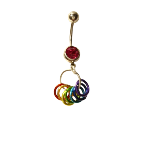 Rainbow Rings 14g Steel Belly Ring