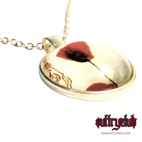 Red Poppy Flower Pendant Necklace