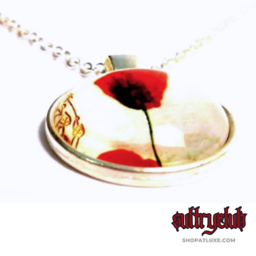 Red Poppy Flower Pendant Necklace