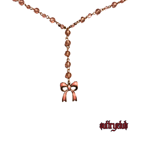 ROSE GOLD HAND BEADED LARIAT NECKLACE