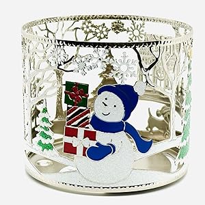 Bath & Body Works 3 Wick Candle Sleeve Holder Holiday Snowman