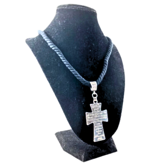 Twisted Textile Serenity Prayer Cross Necklace