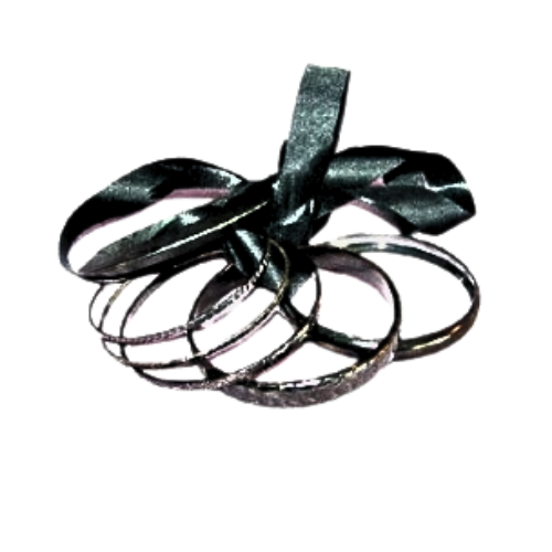 Set of Six Black Bangle Bracelets