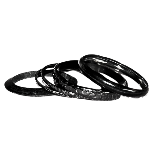 Set of Six Black Bangle Bracelets