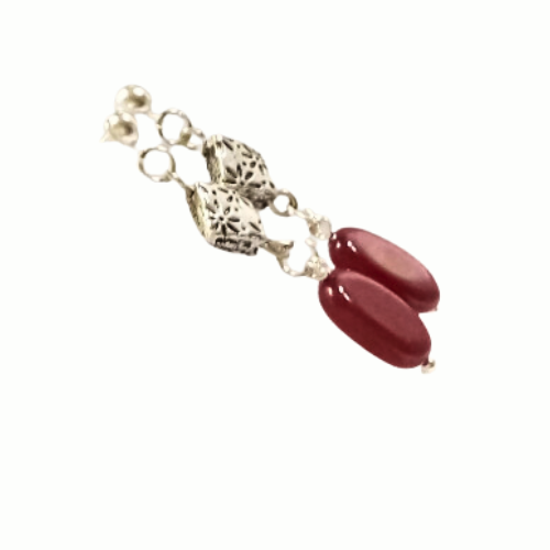 Silver And Ruby Jade Compliment Earrings
