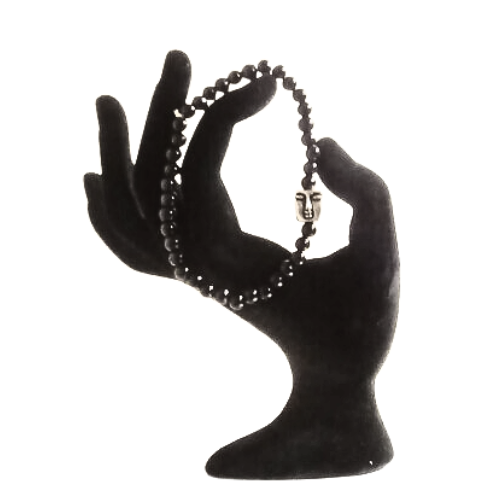 Silver Buddha Black Obsidian Bracelet