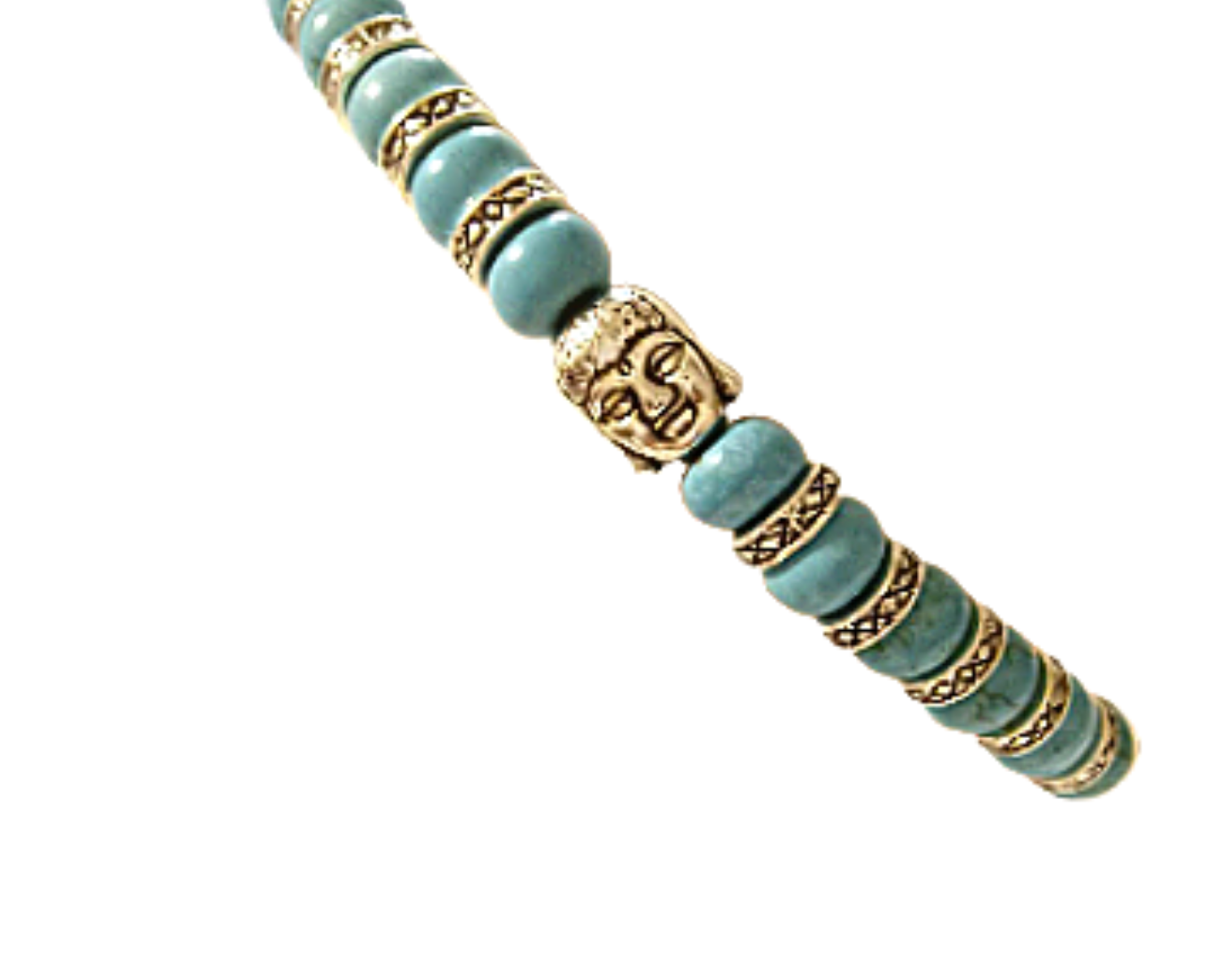 Silver Buddha Genuine Turquoise Bracelet