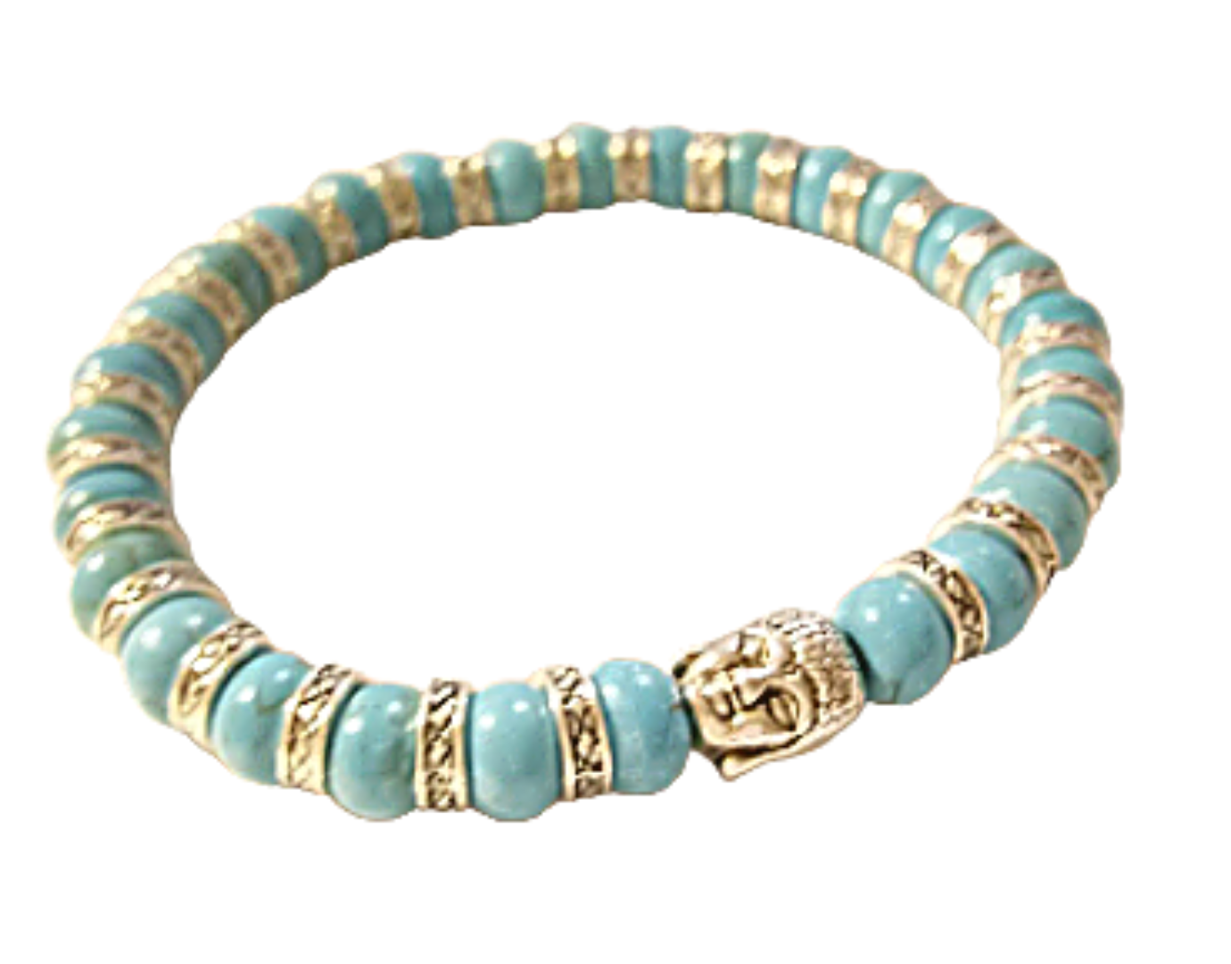 Silver Buddha Genuine Turquoise Bracelet