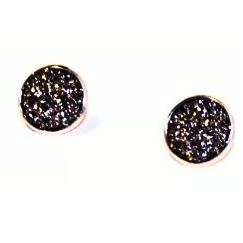 Silver Druzy St Silver Post Earrings