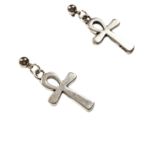 EGYPTIAN ANKH PEWTER EARRINGS