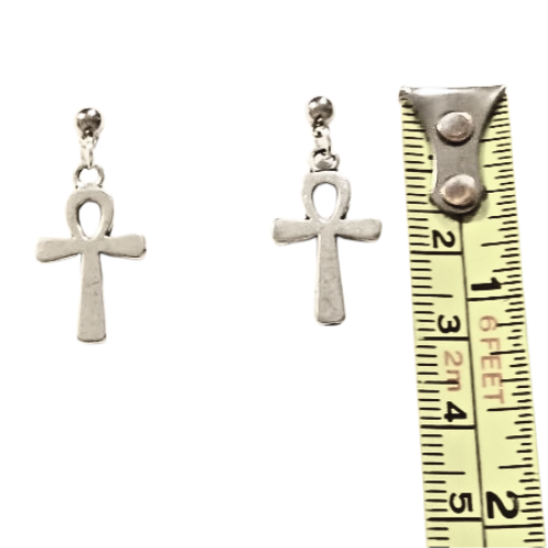 EGYPTIAN ANKH PEWTER EARRINGS