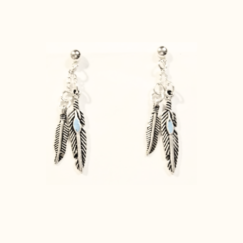 Silver Boho Feather Earrings