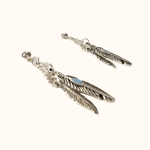 Silver Boho Feather Earrings