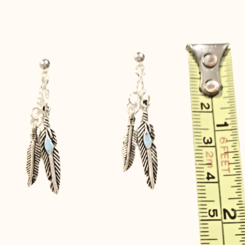 Silver Boho Feather Earrings