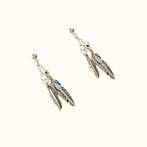 Silver Boho Feather Earrings