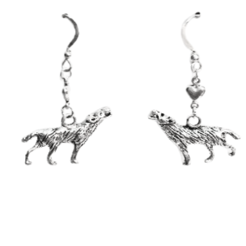 STEEL WOLF CHARM EARRINGS