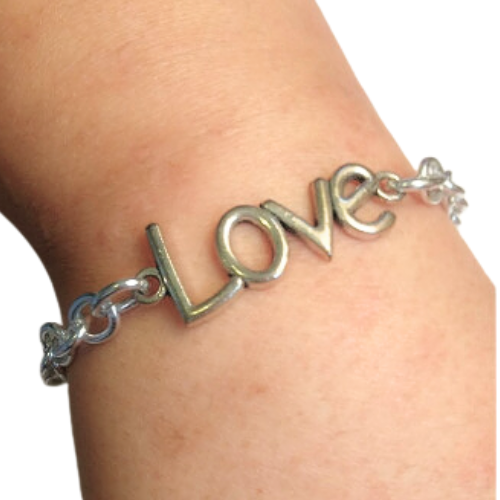 Silver Oval Link LOVE Fashion Bracelet