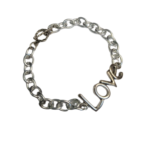 Silver Oval Link LOVE Fashion Bracelet