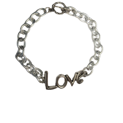 Silver Oval Link LOVE Fashion Bracelet