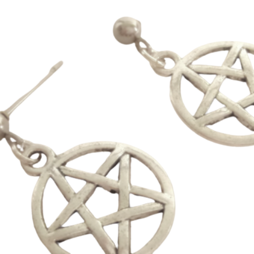 STAINLESS STEEL PENTACLE STAR EARRINGS