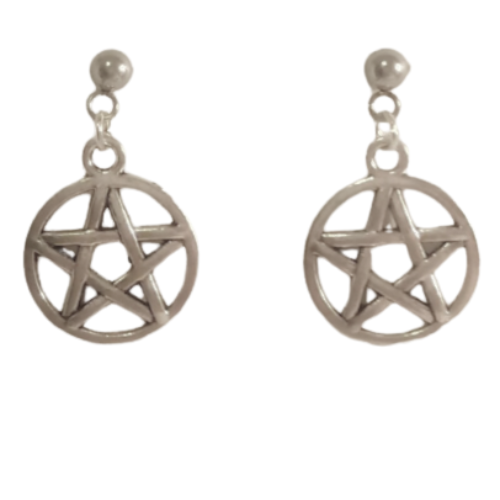 STAINLESS STEEL PENTACLE STAR EARRINGS