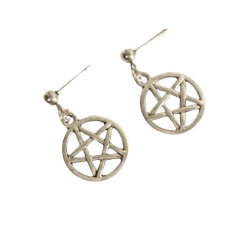 STAINLESS STEEL PENTACLE STAR EARRINGS